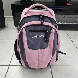 JanSport Pink and Gray Rolling Backpack Wheeled Travel Bag Carry-On